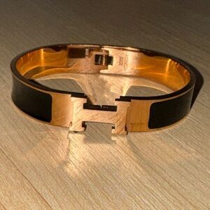 Black and Gold H cuff Bracelet